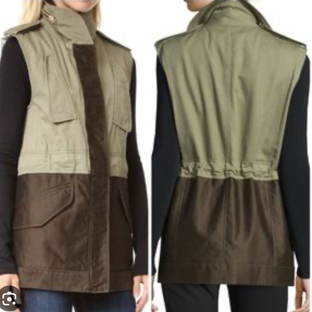 Rag & Bone Green Kingsley Military Colorblock Vest Hh.